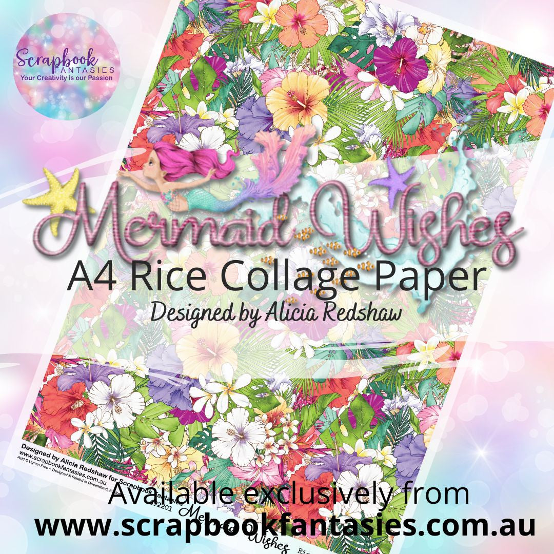 Mermaid Wishes A4 Rice Collage Paper - Floral Print 692201