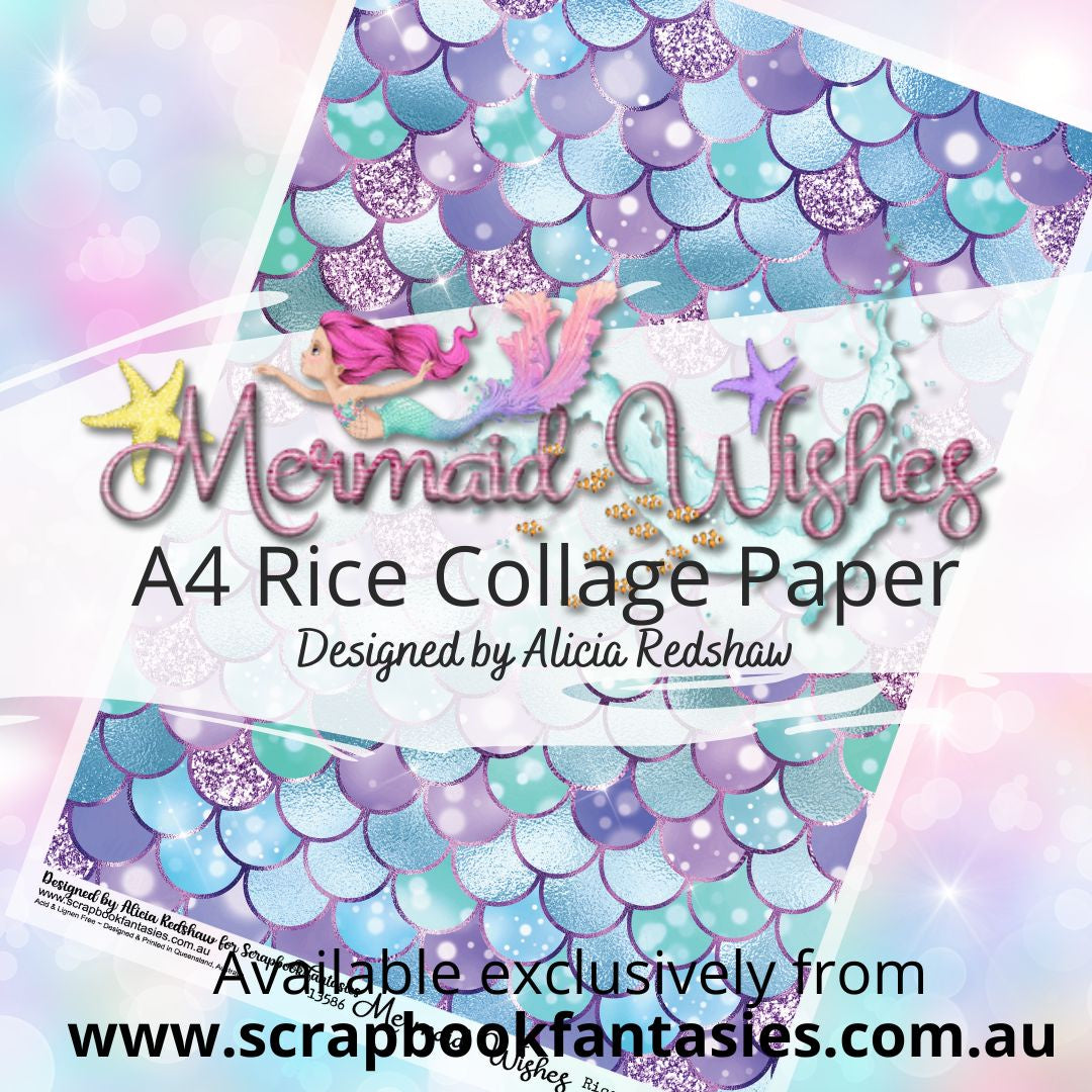 Mermaid Wishes A4 Rice Collage Paper - Mermaid Scales