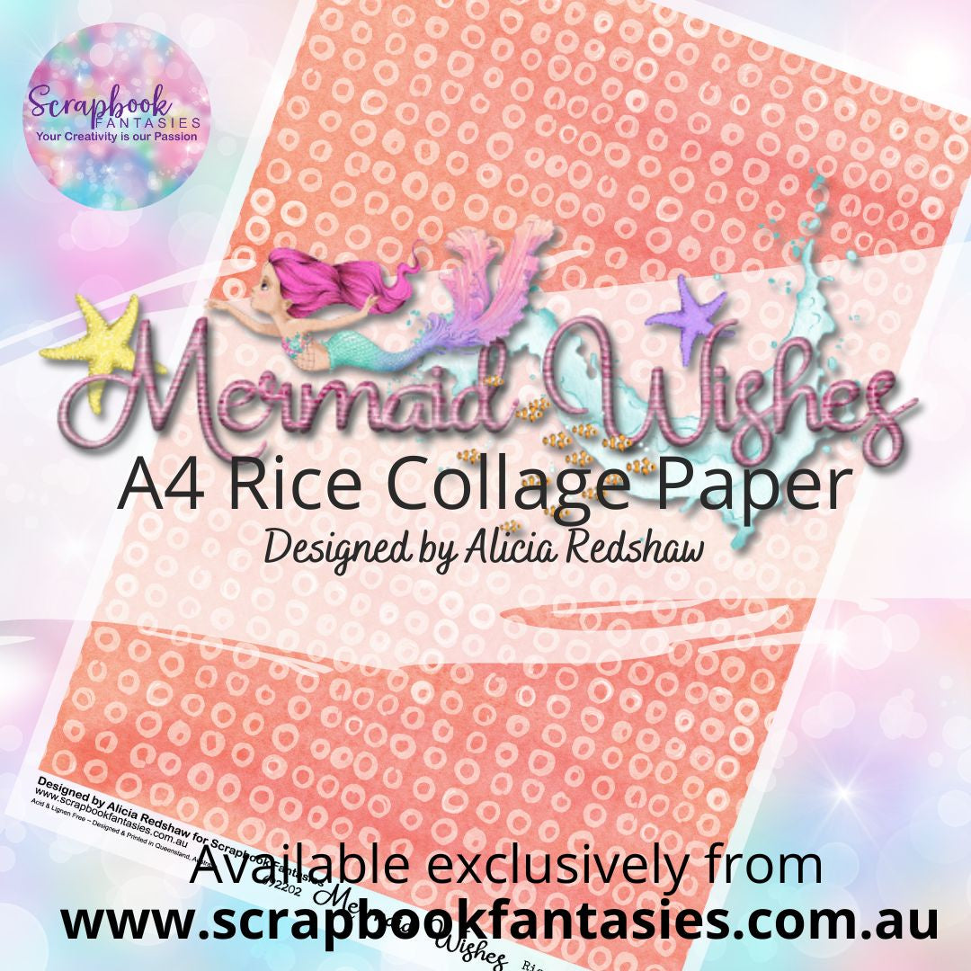 Mermaid Wishes A4 Rice Collage Paper - Peach Pattern 692202