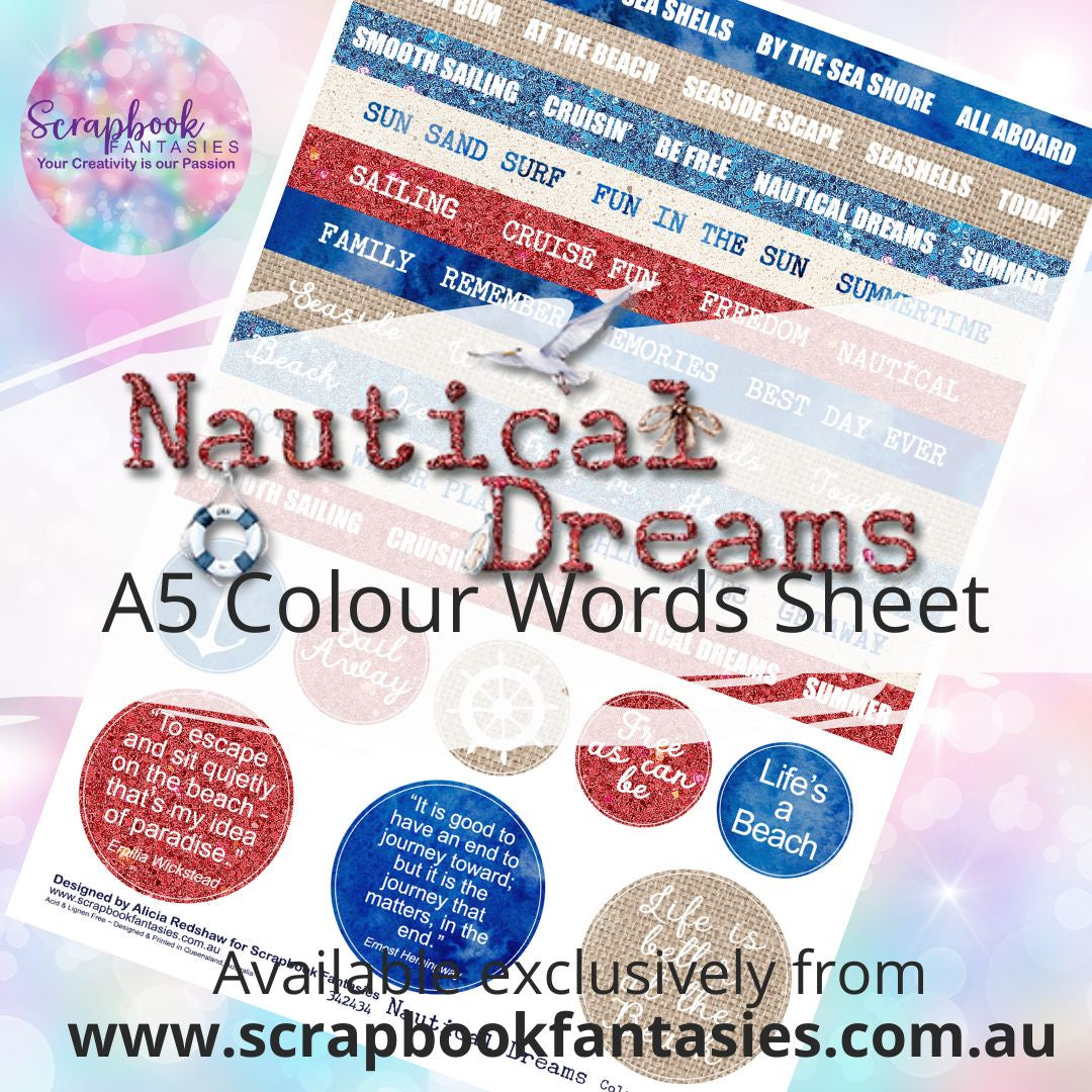 Nautical Dreams A5 Colour Words Sheet 342434