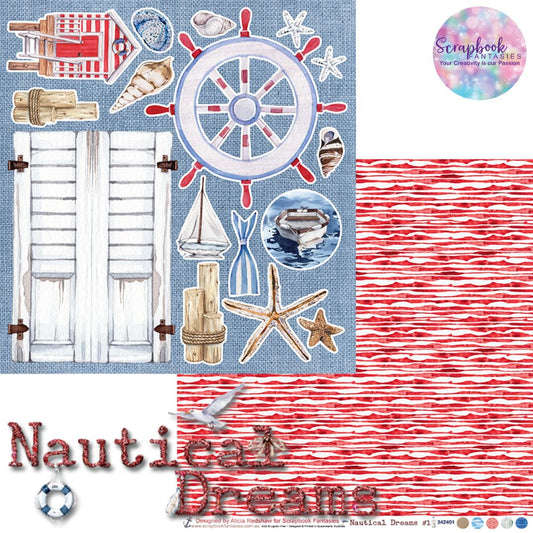 Nautical Dreams 12x12 Double-Sided Patterned Paper 1 - Designed by Alicia Redshaw Exclusively for Scrapbook Fantasies 342401