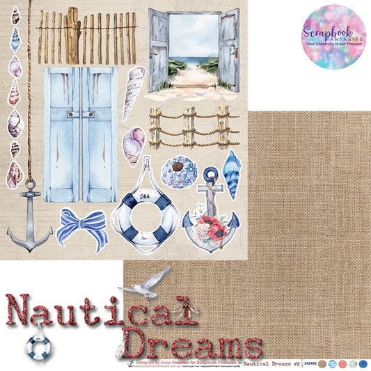 Nautical Dreams 12x12 Double-Sided Patterned Paper 2 - Designed by Alicia Redshaw Exclusively for Scrapbook Fantasies 342402