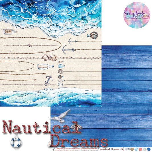 Nautical Dreams 12x12 Double-Sided Patterned Paper 3 - Designed by Alicia Redshaw Exclusively for Scrapbook Fantasies 342403