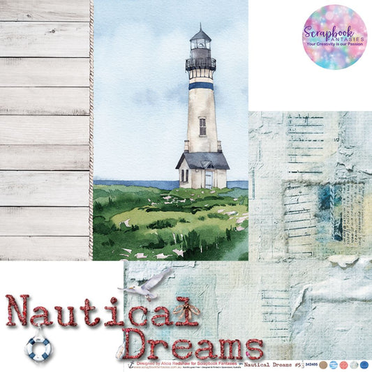 Nautical Dreams 12x12 Double-Sided Patterned Paper 5 - Designed by Alicia Redshaw Exclusively for Scrapbook Fantasies 342405
