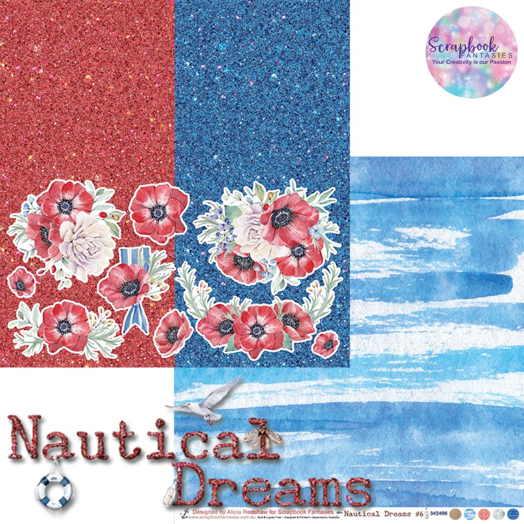 Nautical Dreams 12x12 Double-Sided Patterned Paper 6 - Designed by Alicia Redshaw Exclusively for Scrapbook Fantasies 342406
