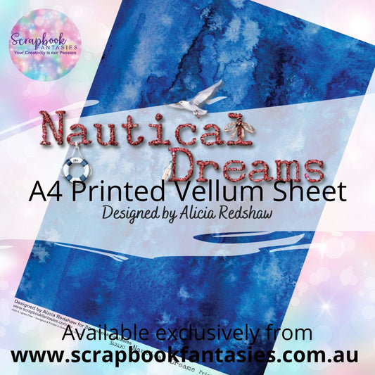 Nautical Dreams A4 Printed Vellum Sheet - Navy Watercolour 342420