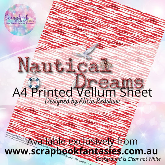 Nautical Dreams A4 Printed Vellum Sheet - Red Stripes 342408
