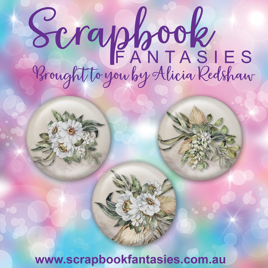 On Safari Flair Buttons [1"] - Daisy Florals (3 pieces) Designed by Alicia Redshaw