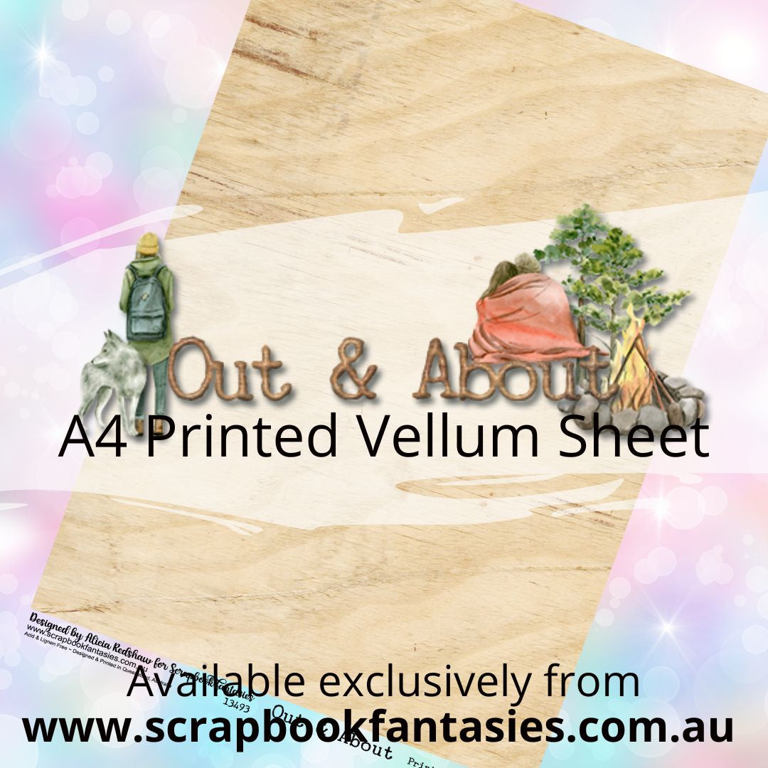 Out & About A4 Printed Vellum Sheet - Wood Ply 13493