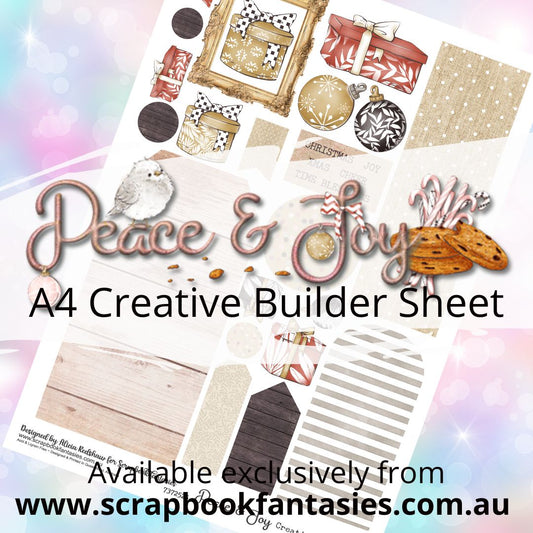 Peace & Joy A4 Creative Builder Sheet - Golden Christmas - Designed by Alicia Redshaw