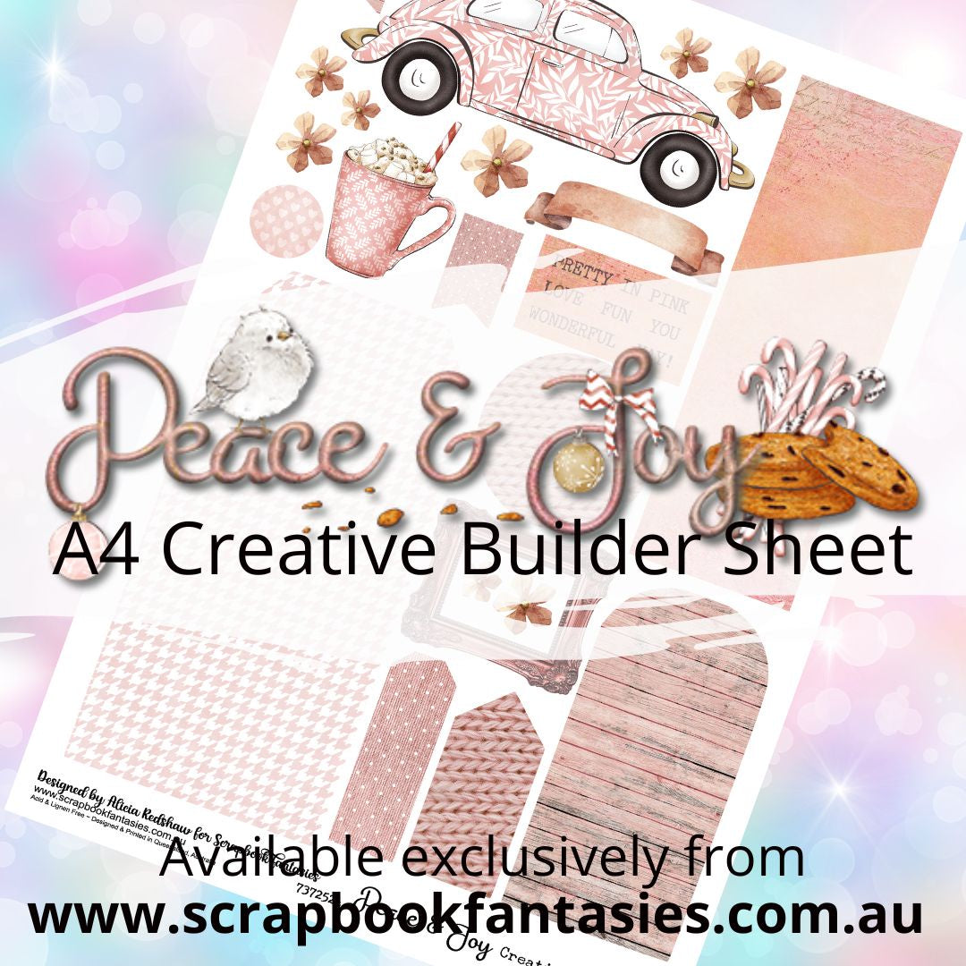 Peace & Joy A4 Creative Builder Sheet - Pretty In Pink - Designed by Alicia Redshaw