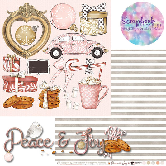 Peace & Joy 12x12 Double-Sided Patterned Paper 2 - Designed by Alicia Redshaw Exclusively for Scrapbook Fantasies