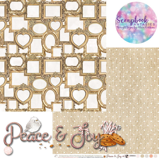 Peace & Joy 12x12 Double-Sided Patterned Paper 3 - Designed by Alicia Redshaw Exclusively for Scrapbook Fantasies