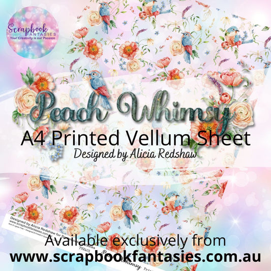 Peach Whimsy A4 Printed Vellum Sheet - Birds with Florals 792401