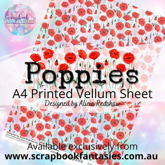 Poppies A4 Printed Vellum Sheet - Tiny Poppy Pattern 87376717