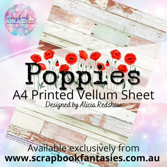 Poppies A4 Printed Vellum Sheet - Wood 87376715
