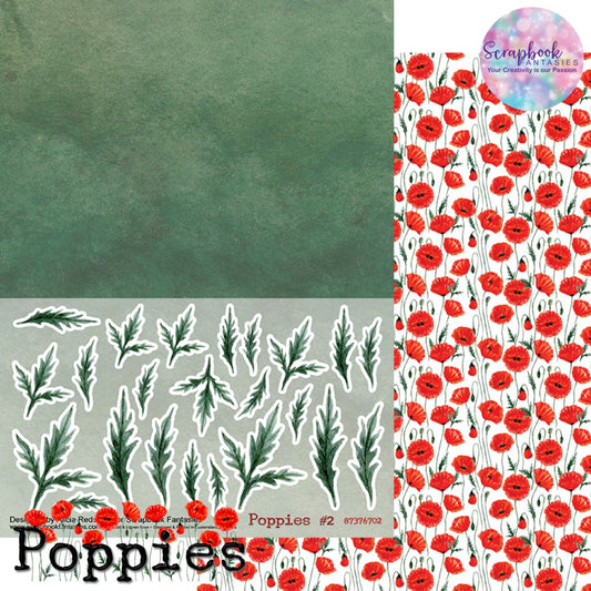Poppies 8"x11" Double-Sided Patterned Paper 2 - Designed by Alicia Redshaw Exclusively for Scrapbook Fantasies