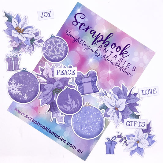 Purple Christmas Colour-Cuts Minis - Baubles, Bouquets & Words (16 pieces) Designed by Alicia Redshaw