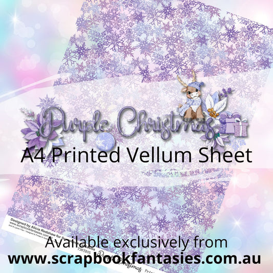 Purple Christmas A4 Printed Vellum Sheet - Snowflakes 7367205