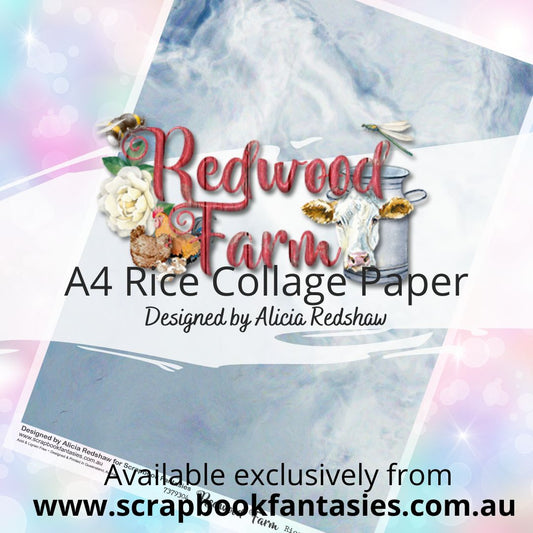 Redwood Farm A4 Rice Collage Paper - Blue Storm