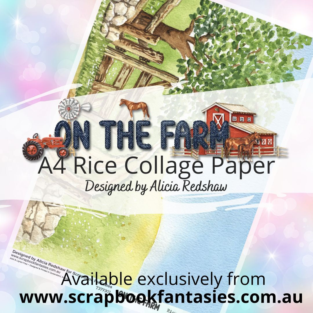 On the Farm A4 Rice Collage Paper - Farm Scene