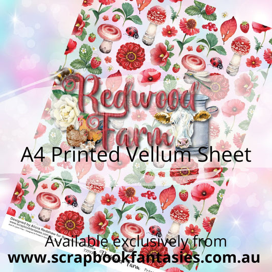 Redwood Farm A4 Printed Vellum Sheet - Redwood Reds 7379309