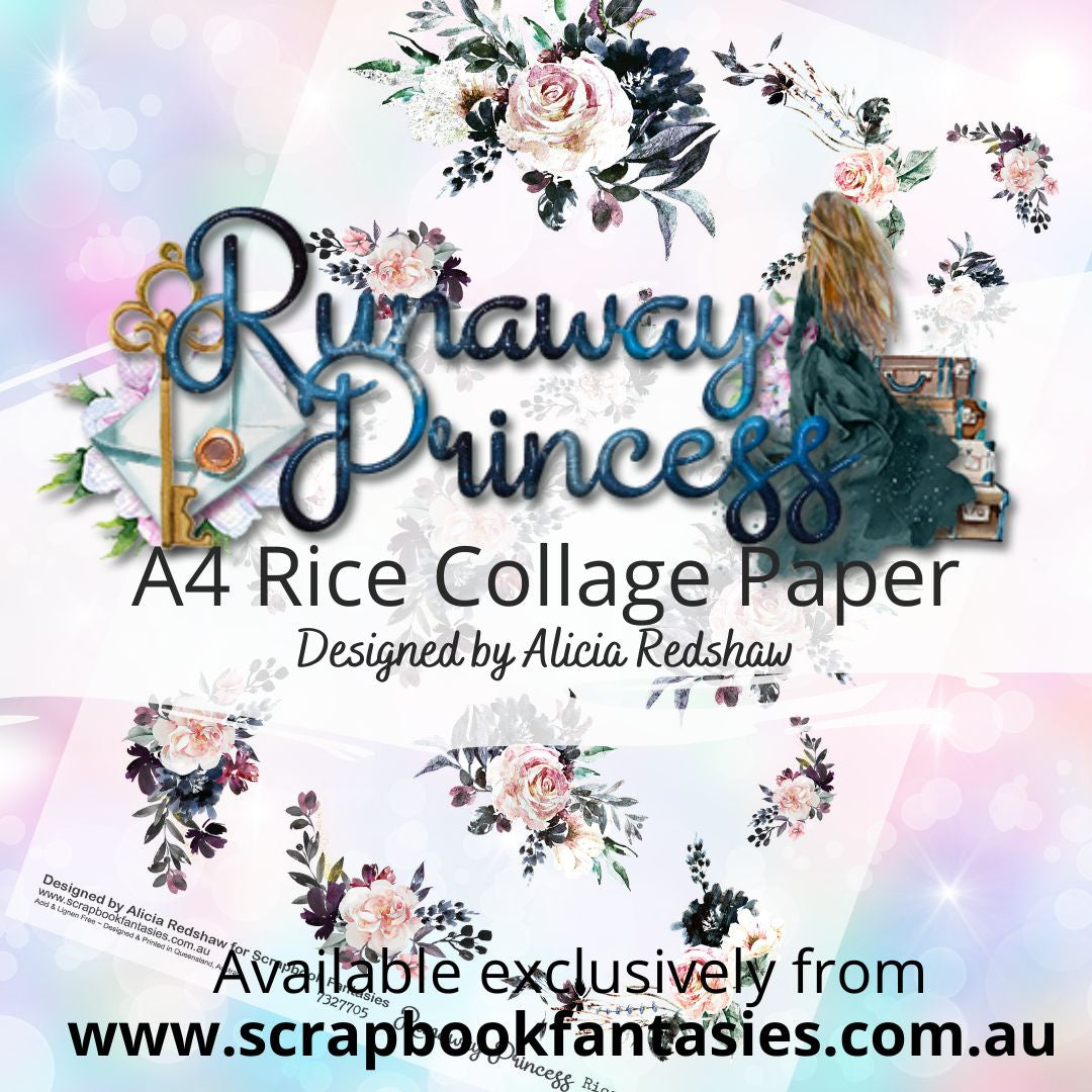Princess Rice Paper Runaway Princess A4 Rice Collage Paper - Moody Florals – Scrapbook ...