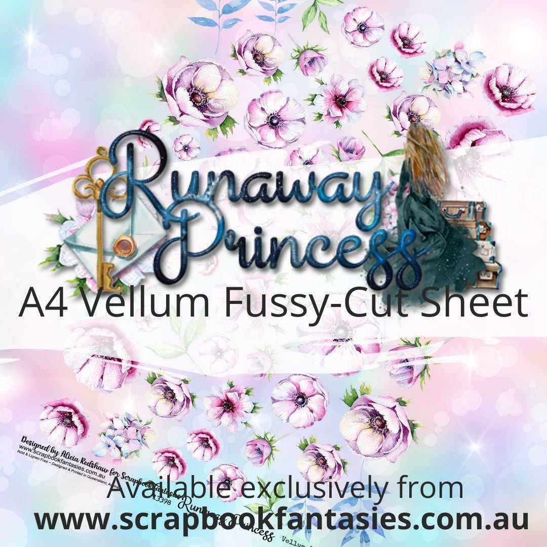 Runaway Princess A4 Vellum Colour Fussy-Cut Sheet - Flowers & Leaves 13398