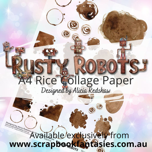 Rusty Robots A4 Rice Collage Paper - Mud Splatts