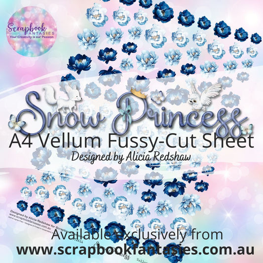 Snow Princess A4 Vellum Colour Fussy-Cut Sheet - Blue Roses 772614