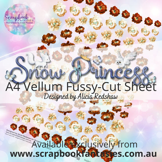 Snow Princess A4 Vellum Colour Fussy-Cut Sheet - Ginger Roses 772616
