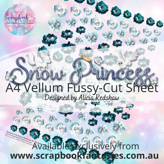 Snow Princess A4 Vellum Colour Fussy-Cut Sheet - Teal Roses 772613