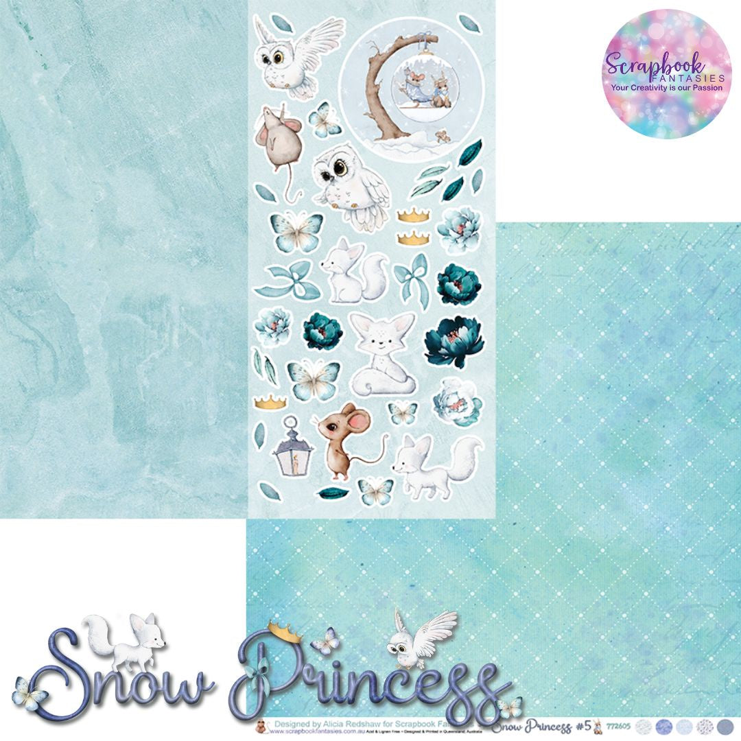 Snow Princess 12x12 Double-Sided Patterned Paper 5 - Designed by Alicia Redshaw Exclusively for Scrapbook Fantasies 772605