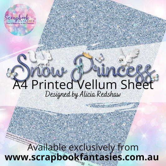 Snow Princess A4 Printed Vellum Sheet - Blue Glitter 772638