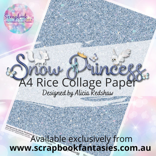 Snow Princess A4 Rice Collage Paper - Blue Glitter 772628