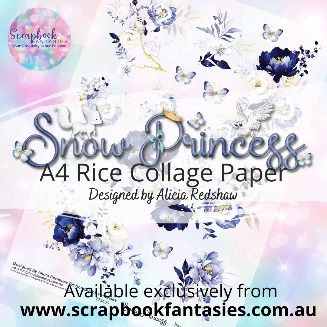 Princess Rice Paper Snow Princess A4 Rice Collage Paper - Purple Bouquets 772630 ...