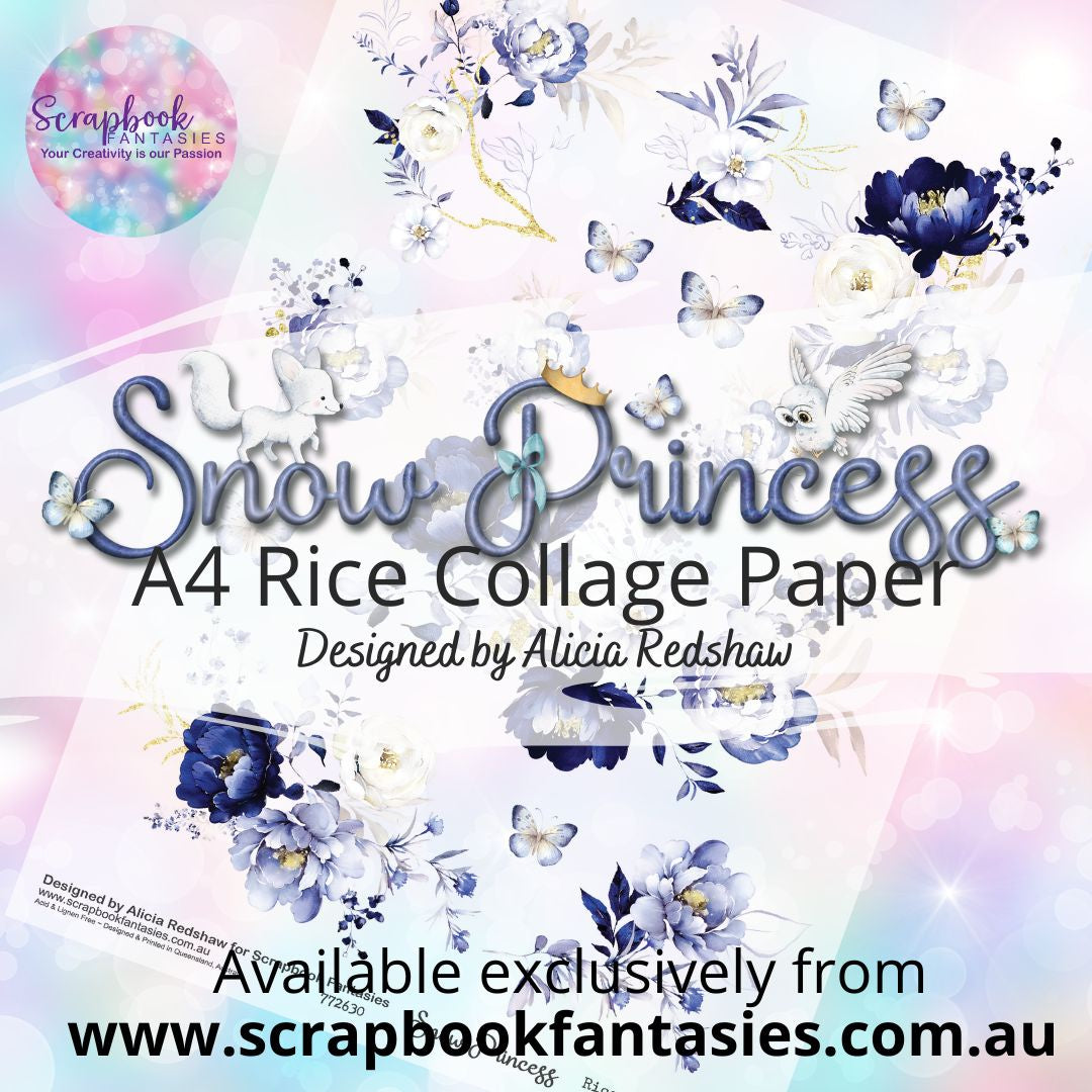 Snow Princess A4 Rice Collage Paper - Purple Bouquets 772630