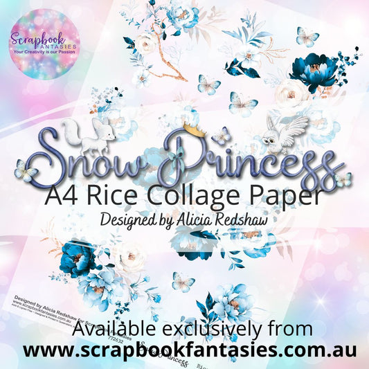 Snow Princess A4 Rice Collage Paper - Teal Bouquets 7726332