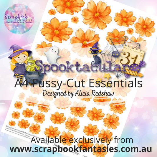 Spooktacular A4 Colour Fussy-Cut Essentials - Orange Flowers 77503