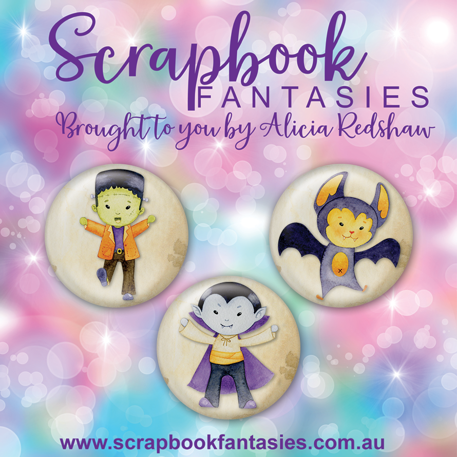 Spooktacular Flair Buttons [1"] - Scary Creatures (3 pieces) Designed by Alicia Redshaw