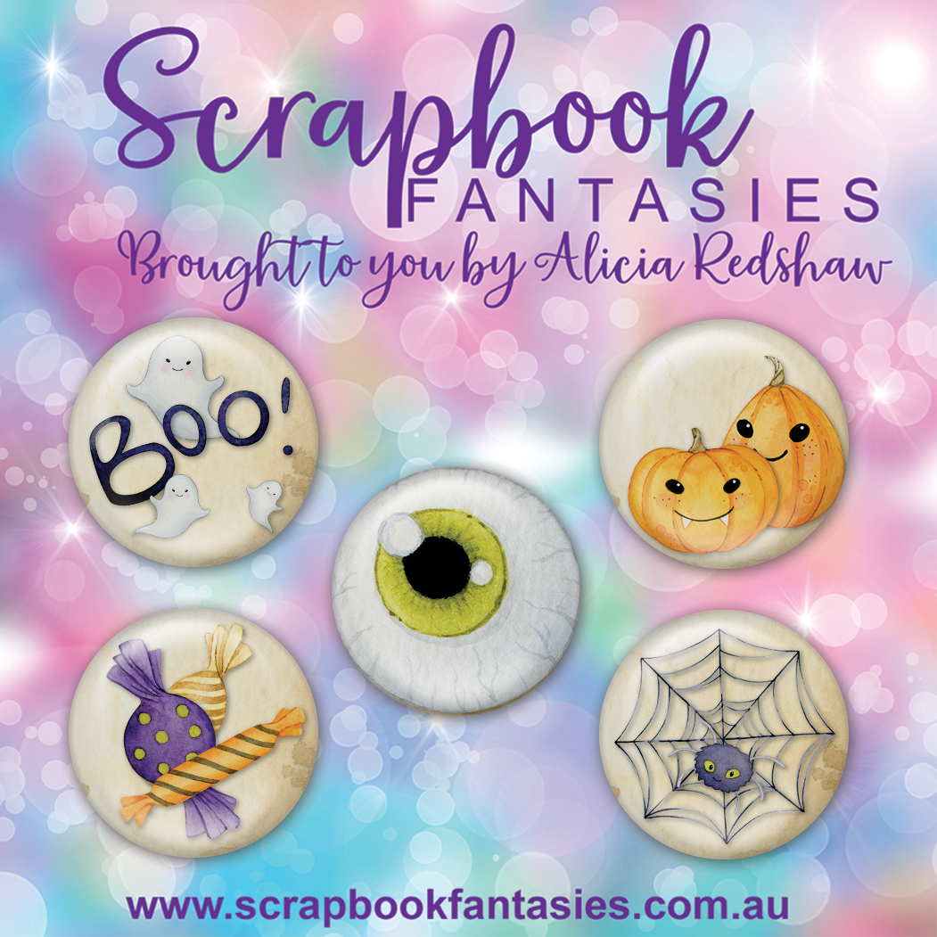 Spooktacular Flair Buttons [1"]- Spooktacular (5 pieces) Designed by Alicia Redshaw