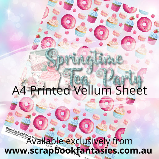 Springtime Tea Party A4 Printed Vellum Sheet - Sweets Print 13497