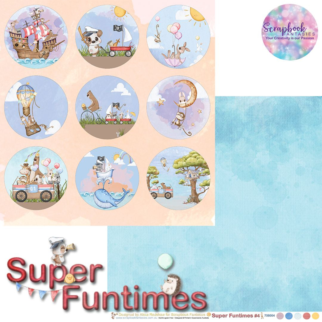 Super Funtimes 12x12 Double-Sided Patterned Paper 4 - Designed by Alicia Redshaw Exclusively for Scrapbook Fantasies 738004