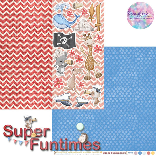 Super Funtimes 12x12 Double-Sided Patterned Paper 5 - Designed by Alicia Redshaw Exclusively for Scrapbook Fantasies 738005