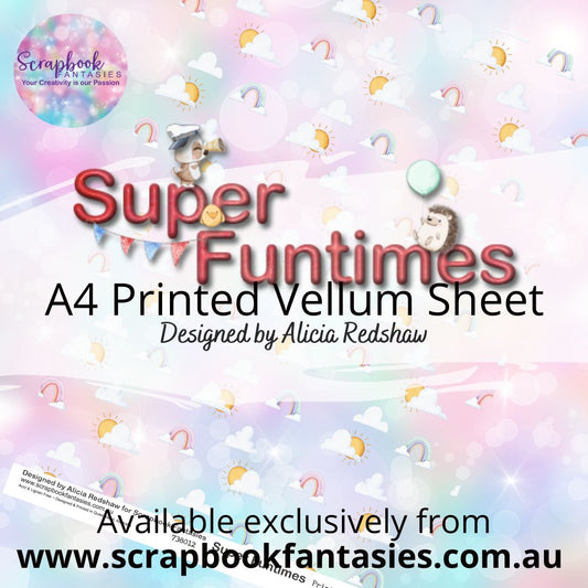 Super Funtimes A4 Printed Vellum Sheet - Sunshine, Rainbows & Clouds 738012