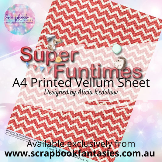 Super Funtimes A4 Printed Vellum Sheet - Red Chevron Hessian 738011