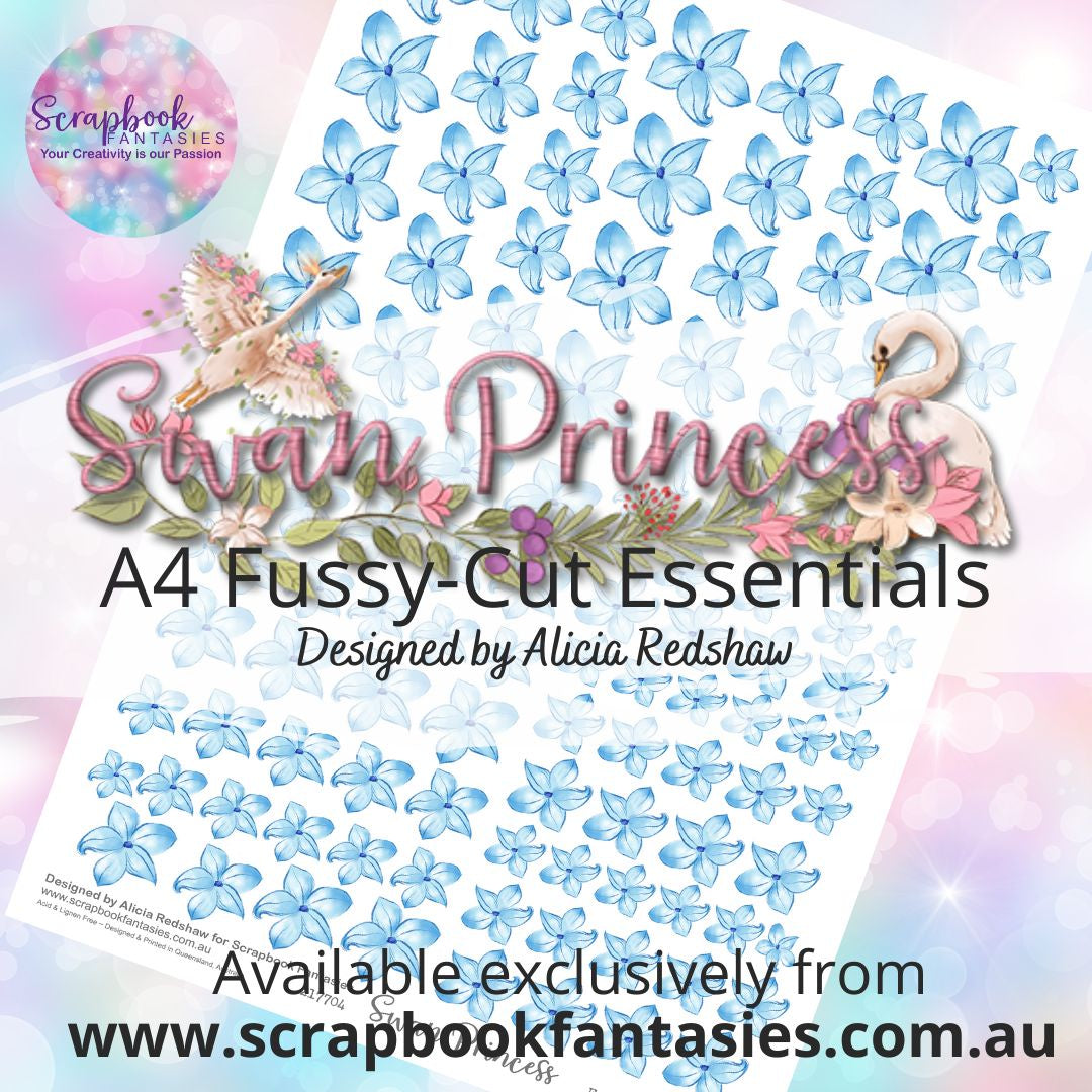 Swan Princess A4 Colour Fussy-Cut Essentials - Blue Flowers 217704