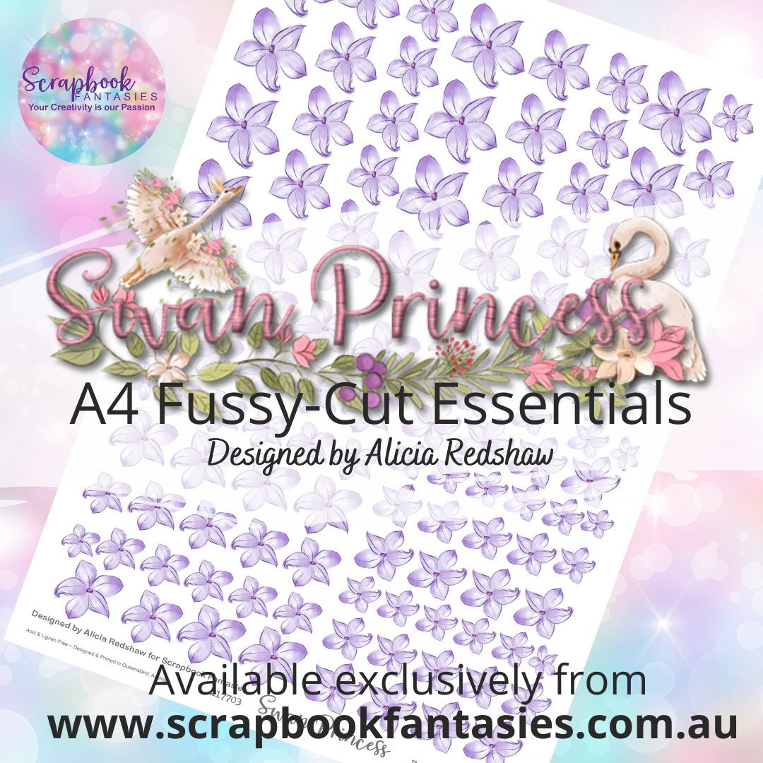 Swan Princess A4 Colour Fussy-Cut Essentials - Lilac Flowers 217703