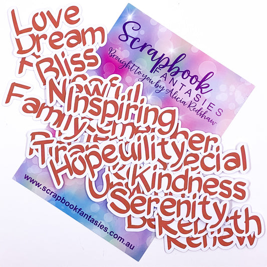 Tranquility - Words Colour-Cuts (20 pieces) Designed by Alicia Redshaw