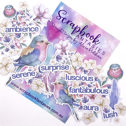 Tropical Ambience Colour-Cuts (43 pieces) Birds, Words & Bouquets - Designed by Alicia Redshaw